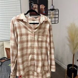 American Eagle Outfitters Tan Plaid Shirt